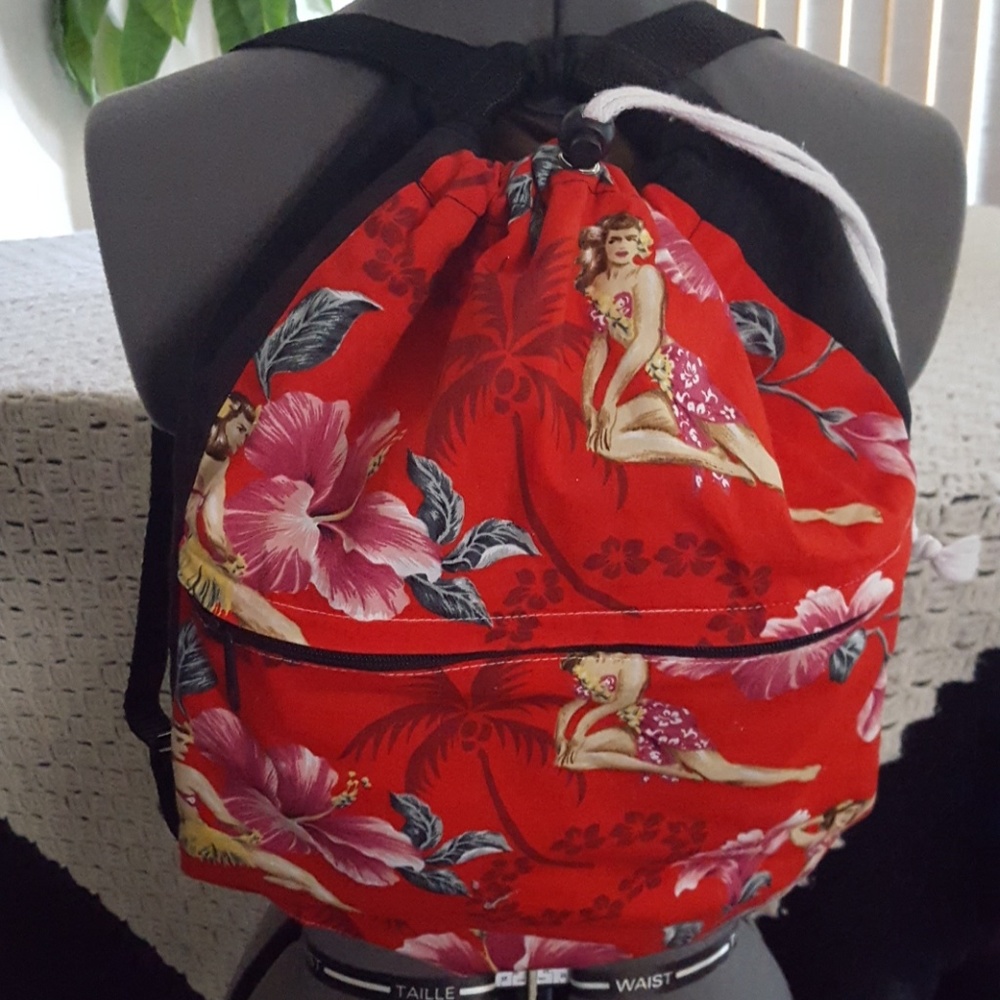 Hawaiian Print Backpack.